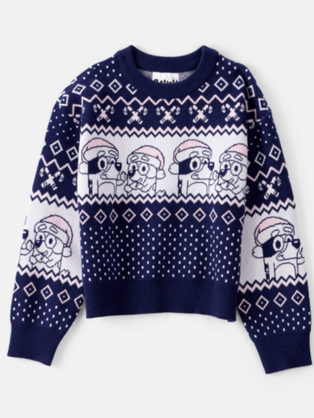 Disney Bluey Coquette Christmas Holiday Sweater Kids Size 14 NWOT
